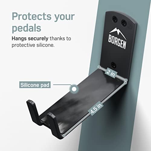 Borgen Wall Mount Pedal Hook for E-Bike & MTB - Black - Set of 3 - Image 5