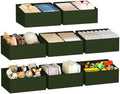 DIMJ Large Closet Shelf Organizer Bins 8 Packs with Handles and Divider, Fabric Trapezoid Storage Baskets, Foldable Clothes Containers Box for Shelf, Towel, Book, Toy, Purse, Hats, Green by DiMJ