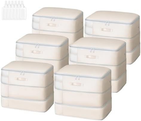 DIMJ Comforter Storage Bag - 110L Ultra Space Saving Self Compression Organize 6 Pack for Duvet, Pillow, Bedding, Blanket Storage Organizer Nylon Compression Bags by DiMJ