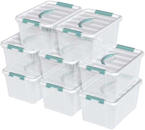 8-Pack 14 Quart Stackable Storage Bin, Plastic Box with Handle by Uumitty