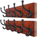 WEBI Rustic Coat Rack Wall Mount,5 Cast Iron Coat Hooks Wall Mounted,Heavy Duty Wood Wall Coat Hanger Hooks for Hanging Coats,Jacket,Clothes,Backpack,Farmhouse,Cherry,2 Packs by WEBI