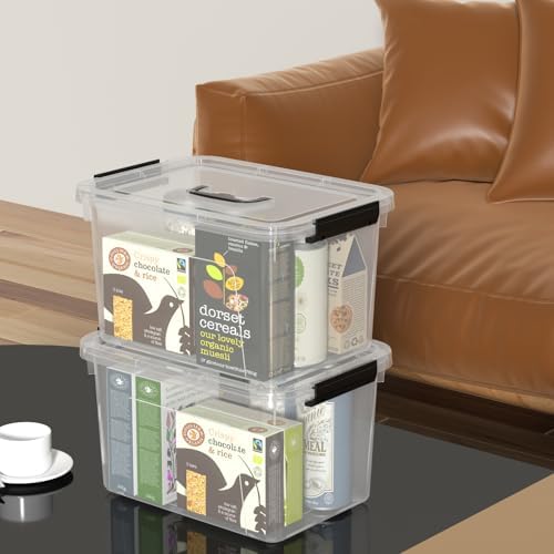 Wekioger 4 Packs Plasitc Lidded Storage Bins, Clear Latching Boxes 10 Quart - Image 6