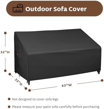 iBirdie Outdoor Couch Sofa Cover 63 x 33 x 32 inch for Patio Loveseat Bench - Image 2