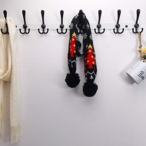 Dseap Coat Rack Wall Mount - 29.5” Long 8-Tri-Hooks Heavy Duty Coat Hanger Rail Wall Hooks for Hanging Coats Hats Clothing Clothes Purse Mudroom Entryway, White & Black, Pack of 2 - Image 2