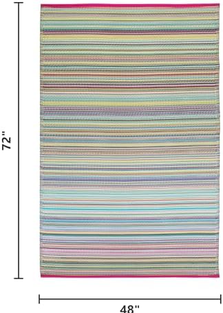 Fab Habitat Outdoor Rug - Waterproof, Fade Resistant, Crease-Free - Premium Recycled Plastic - Striped - Patio, Deck, Porch, Balcony, Laundry Room - Cancun - Candy - 4 x 6 ft - Image 2
