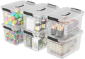 12 Qt Clear Tote Box, Plastic Storage Bin with Lid & Handle Set of 6 by Bblina
