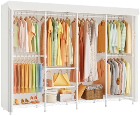 ULIFHOME H41C Clothes Rack with Cover, Covered Clothing Rack Heavy Duty by UlifHome