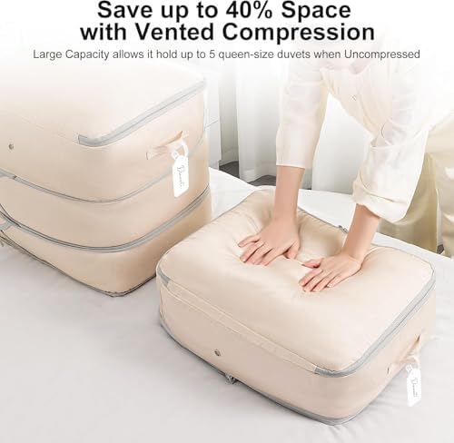 DIMJ Comforter Storage Bag - 110L Large Capacity Ultra Space Saving Self Compression Organize for Duvet, Pillow, Bedding, Blanket Sheet Storage Organizer Nylon Compression Bag for Storage - Image 3