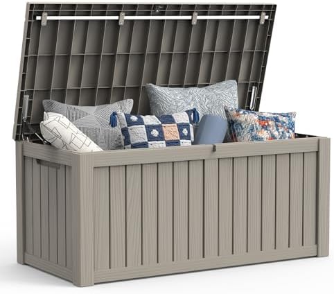 Mars Villa Deck Box, Outdoor Storage Box Waterproof, 120 Gallon, Grey by MarsVilla