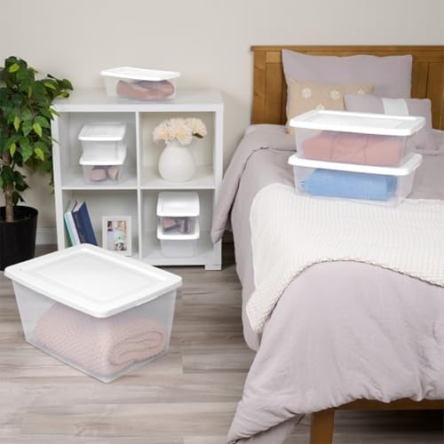 Sterilite Clear Storage Box Stackable Tote, 58 Quart, 18-Pack - Image 5