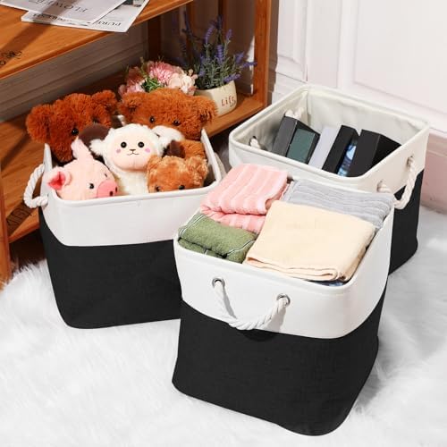 meekoo 8 Pack Fabric Storage Bins Baskets, 12 x 12 x 12 in, Black White - Image 4