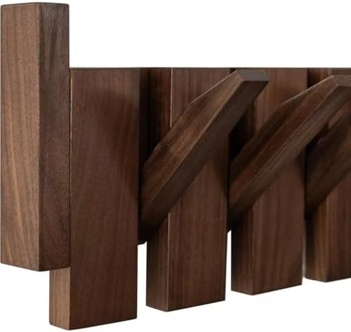 Black Walnut Piano Coat Rack, Coat Hooks for Wall with 6 Magnetic Retractable Hooks, Heavy Duty Space Saving Wall Mounted Coat Rack for Entryway, Bedroom, Mudroom - Image 3