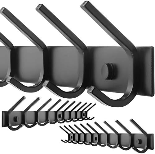 WEBI Coat Rack Wall Mounted,10 Hooks for Hanging Coats,30 Inch Hook Rack Hook Rail Coat Hanger Wall Mount for Backpack,Clothes,Jacket,Black,2 Packs by WEBI