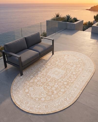 Rugs.com - Outdoor Aztec Rug – 5' 3 x 8' Oval Natural Indoor/Outdoor Rug – Weather Resistant Flatweave for Patios, Decks, and Porches - Image 7