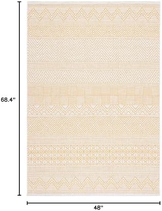 SAFAVIEH Washable Rug Outdoor Courtyard Collection - 4' x 5'7", Beige & Gold, Non-Shedding & Easy Cleaning, Ideal for Patio, Backyard, Mudroom (CY8196-56012) - Image 6
