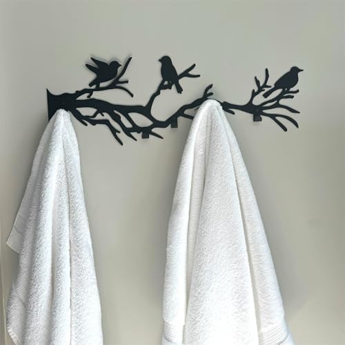 Decorative Bird Tree Branch Wall Mounted Coat Rack, Metal Art Hanger for Coats, Hats, and Scarves, Unique Wall Decor Hooks for Entryway or Bedroom, Durable and Modern Design (47 x 16 inches) - Image 4