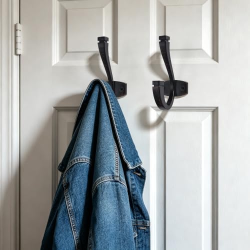 CHIVS (5 Pack Coat and Hat Wall Hooks Double Hooks for Hanging ，Oil-Rubbed Bronze Towel Hooks，Wall Mount ，Hanger Backpack, Purse, Bag, Towel Organization Decorative Wall Hooks - Image 4