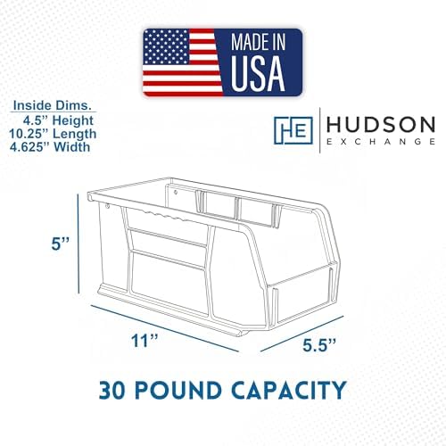HE HUDSON EXCHANGE 11" x 5.5" x 5" (6 Pack) Plastic Stackable Storage Bin, Green - Image 4