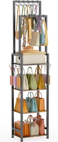 Tall Purse Organizer for Closet: 4-Tier Double Rods Purse Rack Stand,Black by Unknown