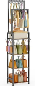 Tall Purse Organizer for Closet: 4-Tier Double Rods Purse Rack Stand,Black by Unknown