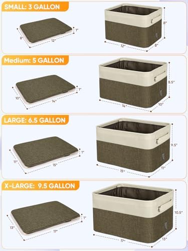 BALEINE 4 Pack Fabric Closet Storage Bins for Shelves, Linen Closet Organizers and Storage, Decorative Baskets for Organizing, Shelf, Clothes, Home, Office (Brown, 17''x13''x10.5'') - Image 2