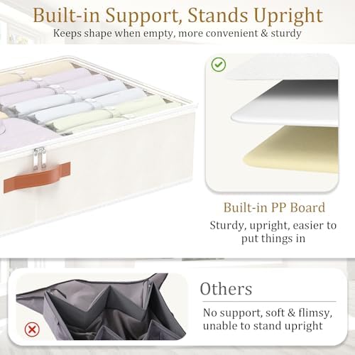 Yawinhe 48L Under Bed Storage Containers,4 Pack Blanket Bags,Beige - Image 6