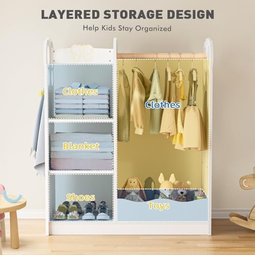 BlueWood Dress Up Storage Kids Wardrobe with Mirror, Toddler Costume Closet - Image 6