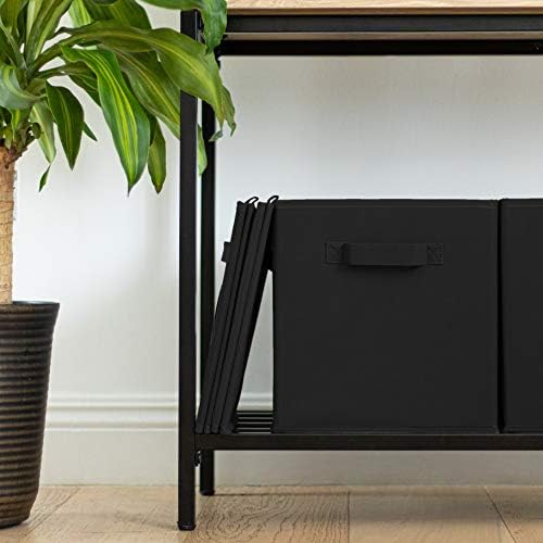 Storage Bins - 9 Pack - Durable Storage Cubes with Label Window | 2 Reinforced Handles | Fabric Cube Baskets for Organizing Closet, Clothes and Toys | Foldable Shelves Organizer (Black) - Image 7