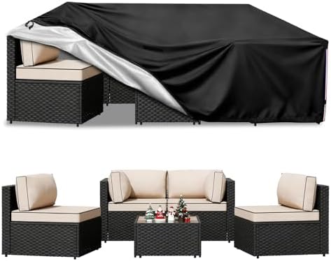 Waterproof Outdoor Patio Furniture Covers,126"L x 63"W x 28"H,Black by Unknown