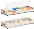 Yecaye Under Bed Storage with Wheels 2 Pack, 85 L Extra Large Under Bed Storage Containers with Metal Frame & Clear Lid, Rolling Underbed Organizer Bins Drawers for Clothes, Shoes, Blankets, Beige by Yecaye
