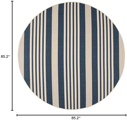 SAFAVIEH Courtyard Outdoor Round Rug 7'10", Navy & Beige CY6062-268 - Image 2