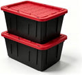 27 Gallon Large Storage Bin 2-Pack, Stackable Plastic Tote with Lid, Black by Unknown