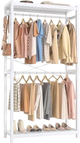 Homykic Bamboo Clothing Rack with Shelves, 33.5” Wide Clothes Rack, 78.8” H by Homykic