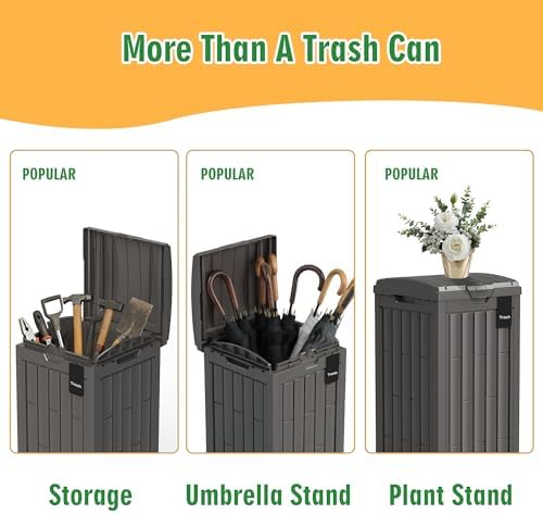 Outdoor Trash Can, 30 Gallon Garbage Can with Tiered Lid and Drip Tray, Waterproof Resin Waste Bin for Patio, Garden, Backyard, Deck, Brown - Image 4