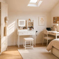 Gizoon Vanity Desk with Mirror and Lights, Vanity Table Set with Chair by Gizoon