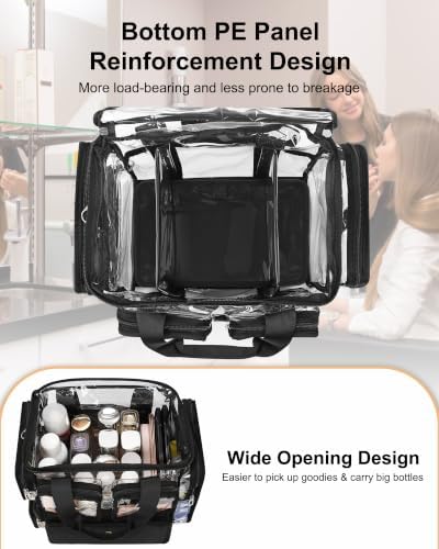 Relavel Large Clear Makeup Bags, Professional Makeup Artist Kit Set Bag with Removable Dividers, Travel Cosmetic Organizer Hairstylist Traveling Bag Transparent PVC Work Tote Bag Duffle Bag for Women - Image 5
