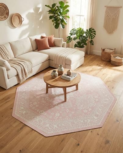 Rugs.com - Outdoor Aztec Rug – 8 Ft Octagon Pink Washable Indoor/Outdoor Rug – Stain-Resistant Flatweave Area Rug for Patios, Decks, and Porches - Image 6
