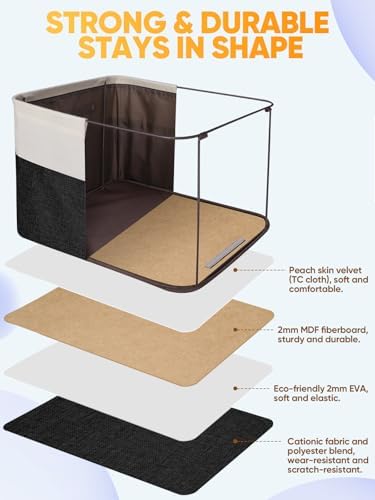 BALEINE 4 Pack Fabric Closet Storage Bins for Shelves, Linen Closet Organizers and Storage, Decorative Baskets for Organizing, Shelf, Clothes, Home, Office (Black, 17''x13''x10.5'') - Image 3