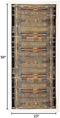 Liora Manne Marina Low Profile Durable Indoor/Outdoor Woven Rug- Tribal Stripe Black 1'11" x 4'11" - Image 2