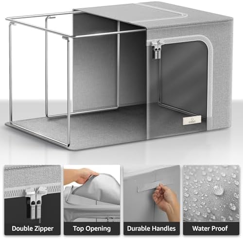 Sorbus Clothes Storage Bins with Metal Frame, Clear Window (6 Pack, Gray) - Image 2