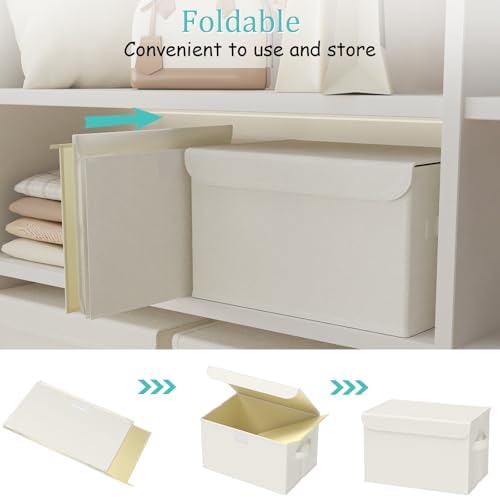 Storage Bins with Lids for Organizing, 4 Pack, Beige, 15x9.8x9.8 In - Image 5