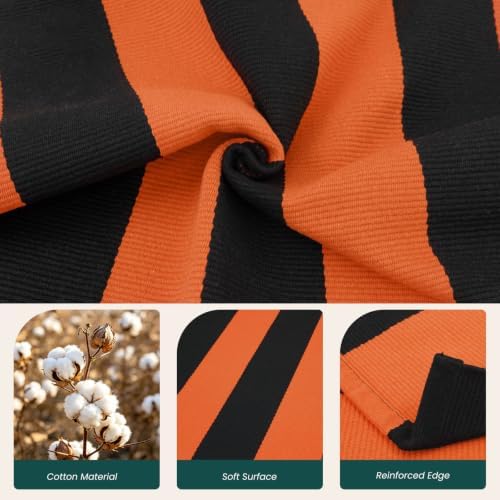 KOZYFLY Striped Rug 4x6 ft Orange and Black Halloween Fall Front Door Rugs - Image 5