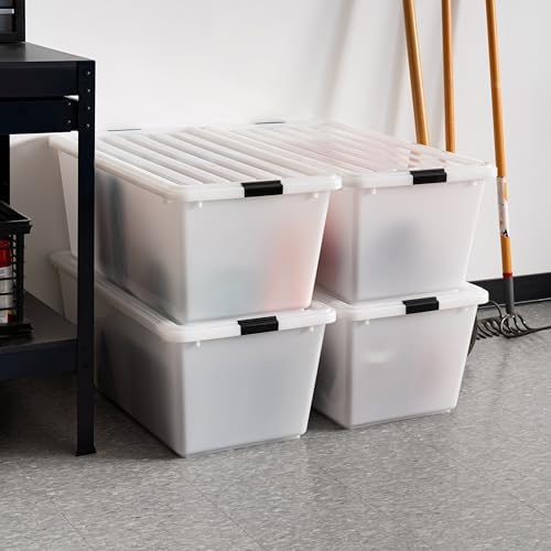 IRIS USA 4-Pack 91 Qt Stackable Storage Bins with Lids, Pearl - Image 6