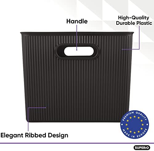 Superio Ribbed Collection - Decorative Plastic Basket Open Home Storage Bins Organizer, X-Large Brown (6 Pack) Container Boxes for Organizing Closet Storage Bins for Shelves 22 Liter/23 Quart - Image 3