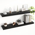 Acovy 36 Inch Floating Shelves, 8 Inch Deep Floating Shelves for Wall, Hanging Shelf with Invisible Brackets, Deep Shelves for Bathroom, Bedroom, Living Room, Black, Set of 2 by Acovy