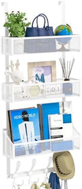 Kaiferty Over The Door Hooks Organizer, Coat Rack Over The Door Storage Hanger Towel Rack, Back of Door Storage Organizer for Bathroom,Bedroom,Kitchen,Office (White, 4-Tier) by Kaiferty