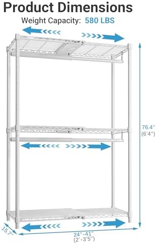 VIPEK X1 Expandable Clothes Rack Heavy Duty Adjustable Closet System White - Image 5