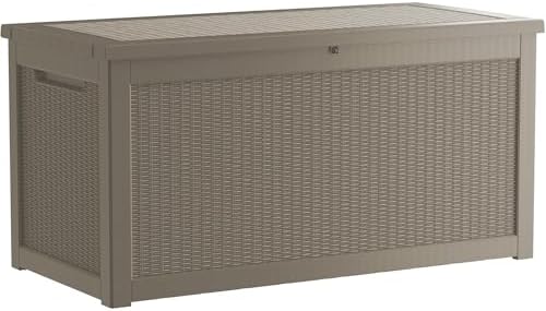 320 Gallon Outdoor Storage Box Waterproof, Lockable Resin Deck Box Large Storage Bin for Patio Furniture Cushion, Garden Tools, Pool Accessories, UV-Resistant Outside, Grey by GraceYourYard
