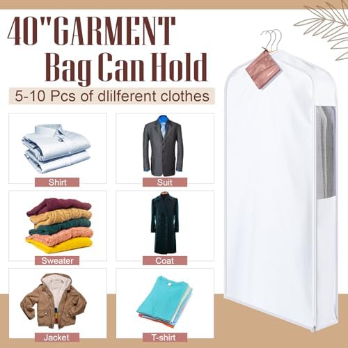 Briwooody Cotton Garment Bags, 4 Sets,Moth Protection,40 x 24 x 6 in, White - Image 4