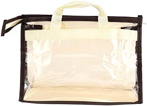 18 Pack 3 Sizes Clear Handbag Storage, Clear Purse Protector Bag with Zipper and Handle Purse Storage Dust Bags for Closet, Beige and Transparent - Image 5